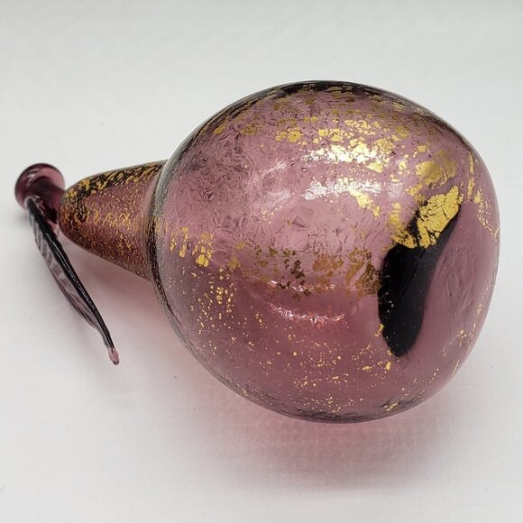 Murano Vintage Small Amethyst Gold Aventurine Hand Blown Art Glass Pear - Picture 5 of 9